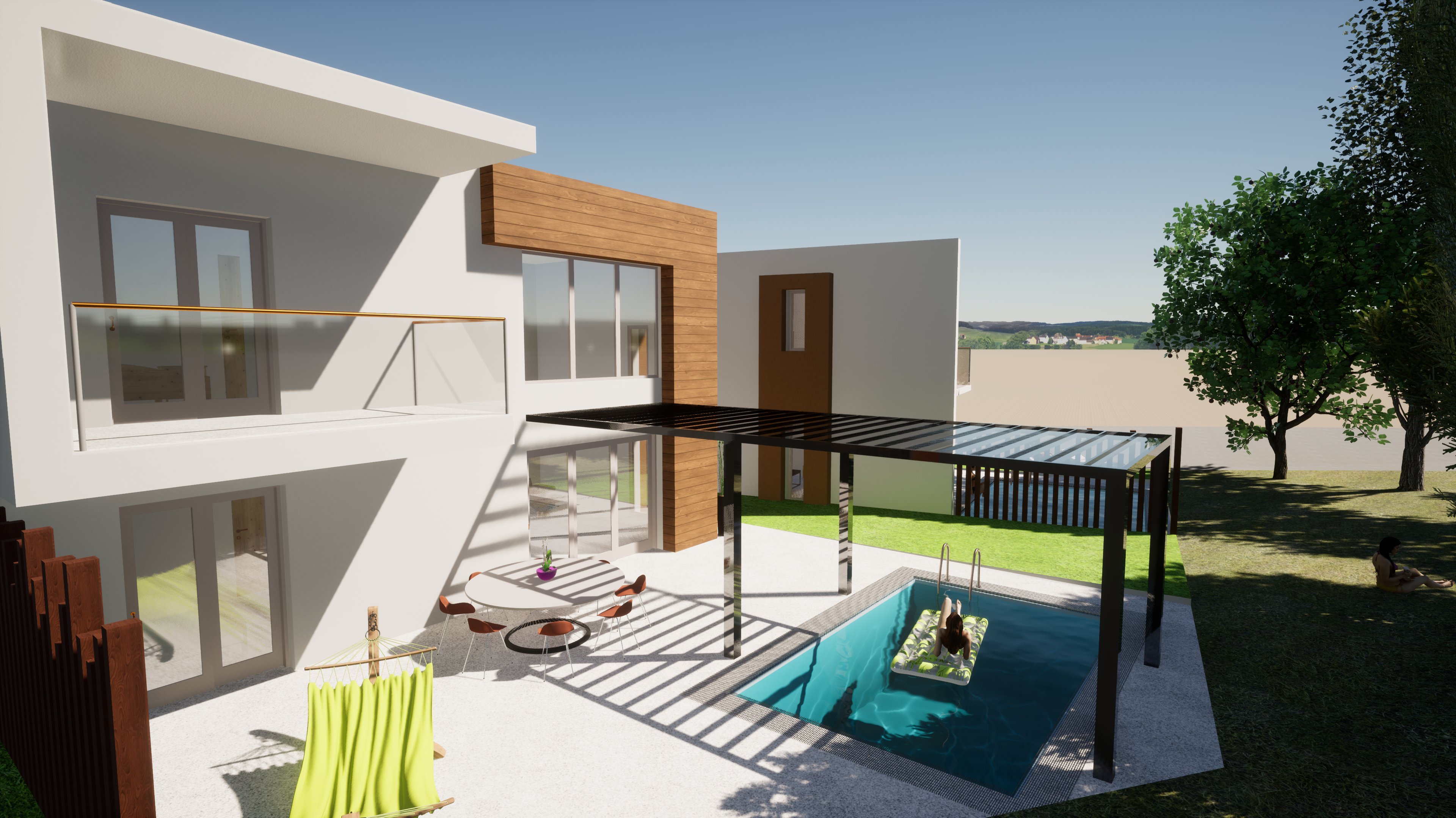Pool terrace and pergola