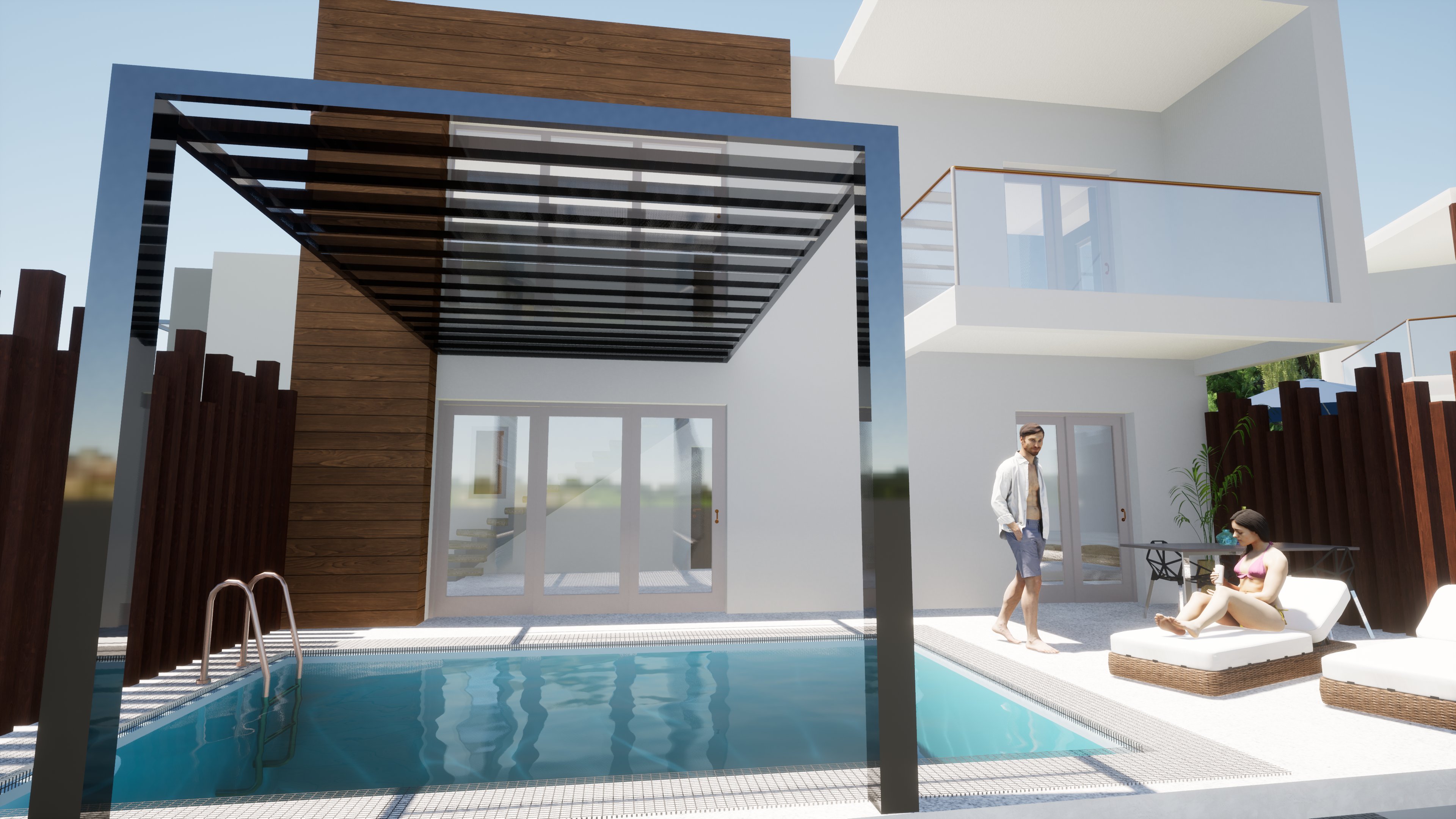 Poolside lounging area